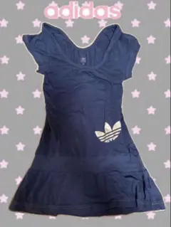 レア！y2k old adidas 万国国旗　ミニワンピース　オフショル　平成のサムネイル