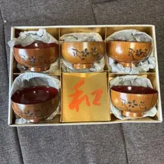 木製 会津塗　漆器　椀 5客セット 花模様 木製 会津塗 漆器 椀 5客セット 花模様 - メルカリ