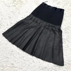 ランバン シルクプリーツスカート 36 ブラック系 raw hem 2006のサムネイル
