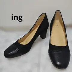 新品未使用　ing ブラック パンプス キャップトゥのサムネイル
