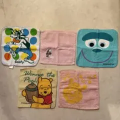 ディズニー　タオルハンカチ　5点まとめ売り