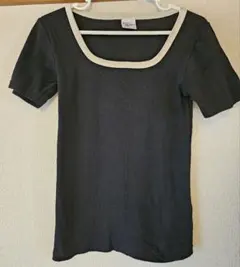 別注Miller 黒 スクエアネック 半袖ニット