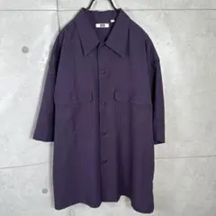 完売品 パープル オーバーサイズワークシャツ ユニクロU UNIQLOU