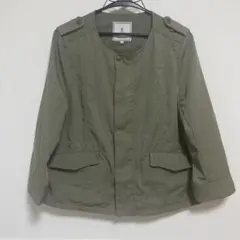 ロペピクニック　ノーカラー ジャケット 7分袖 カーキ　サイズ40