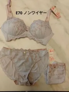 定価5720円　E70 花柄 刺繍 ブラジャーショーツ セット 薄紫 レース刺繍