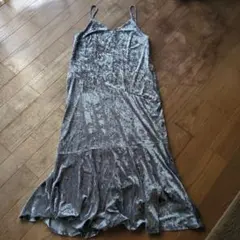 グレー ベロア キャミソール ロングワンピース