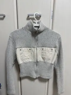 Roof クロップドセーター グレー/ホワイト