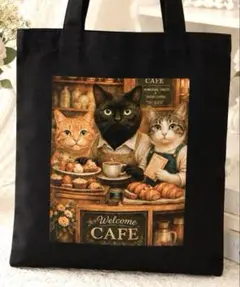 y*k様 ハンドメイド♡オリジナル猫ケーキ屋さんのトートバッグ＆ファスナーポーチ ゆ*ん様 目玉2点セット☆人気猫バッグ サビ猫ケーキ屋さんバッグ&三毛