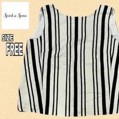 スピックアンドスパン リネン混 ノースリーブ トップス ストライプ フリーサイズ