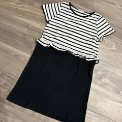 GU 半袖ワンピース ボーダー　黒　140サイズ