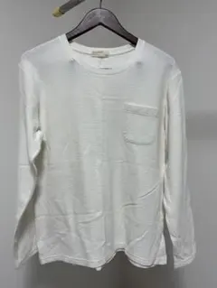 ホワイト　長袖　カットソー ポケット付き　L メンズ　白　シンプル