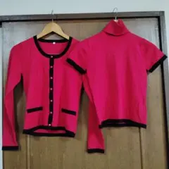 レッドピンク系 長袖カーディガン ボタン付き最終値下げ