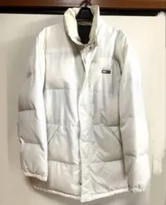 FILA SPORTフェザーダウンジャケットコート羽毛 中綿 オフホワイトロゴ 