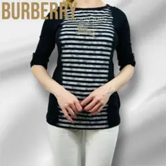 BURBERRY バーバリー　ブルーレーベル　ストライプ 五分袖 Tシャツ
