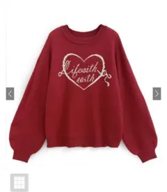 ハートリボンロゴジャガードニットトップス[dr767]