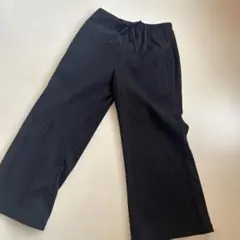 GU ジーユー　リブプルオンパンツ　黒 ブラック　120 ワイドパンツ