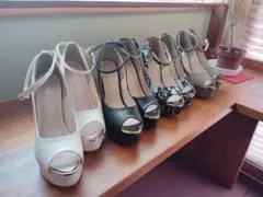 オープントゥハイヒール 4足セット　24,5ｃｍ