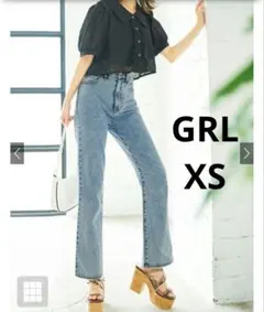 GRL ハイウエストセミフレアデニムパンツ[cu289] ケミカルブルー XS