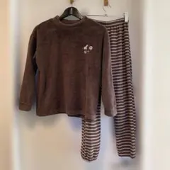 スヌーピー刺繍入りブラウンパジャマセット