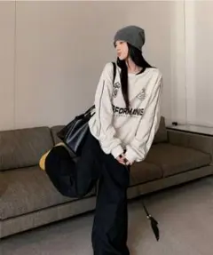 SHEIN トレーナー トップス ロンT スウェット レターグラフィック入り