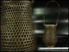 いけばな　栄月作　竹籠　花入　茶花　茶道具　草花入　投入花　小原流　華道具 いけばな 栄月作 竹籠 花入 茶花 茶道具 草花入 投入花 小原流 華道具