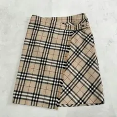 BURBERRY LONDON　カシミヤ混　ノバチェック　ラップスカート　40のサムネイル