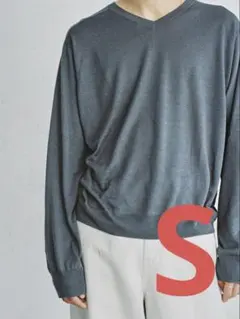 【LIDNM】Si/L V-Neck Knit(グレー) Sサイズのサムネイル