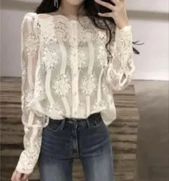 fifth レース長袖ブラウス ホワイト(生成色)