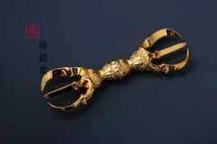 真言宗法具 鬼面独鈷杵 金剛杵 法器 真鍮金メッキ 16cm 真言宗法具 鬼面独鈷杵 金剛杵 法器 真鍮金メッキ 16cm