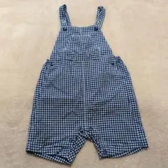 プチバトー　18М　81センチ　ブルーチェック　サロペット