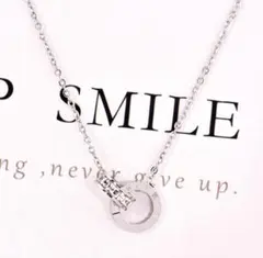 即購入OK！　シルバー　ダブルリング　ローマ数字　ジルコニア　ネックレス