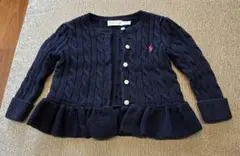 ラルフローレン　ネイビー ケーブルニット　カーディガン　18M