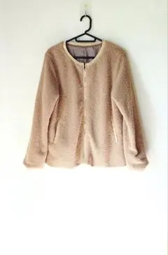 最終♪美品★もこもこボアフリース ジャケットМ★ベージュキャメル系