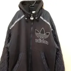希少デザイン adidas ボアキルティングジャケット 刺繍ロゴ M
