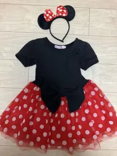 110サイズ　ミニー　コスチューム　半袖ワンピース　カチューシャ付き　ハロウィン