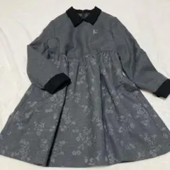 組曲 フォーマルワンピース 襟 カフス 花柄 グレー 120〜130