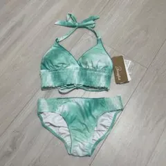 トータスイレブン　タイダイ柄 シャーリングビスチェビキニ　水着　グリーンのサムネイル