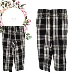 【ジーユー】GU♡綿100%♡カジュアルパンツ【L】チェック柄黒白♡ウエストゴム