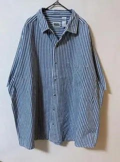 US古着 BASIC EDITIONS厚手ヒッコリーストライプ半袖シャツ 2XL