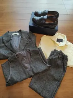 フォーマルスーツセット（グレー）120cm ローファー 20cm