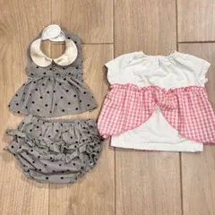 中古ベビー服 トップス ブルマ スタイ 3点セット リアぺぺ西松屋まとめ売り