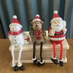 ナチュラルキッチン　足ぶらオブジェ　サンタ　トナカイ　スノーマン　クリスマス置物