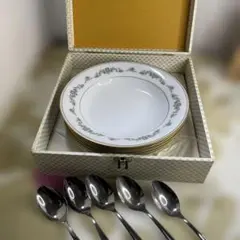 ノリタケ陶磁器製花柄皿&スプーン5セット