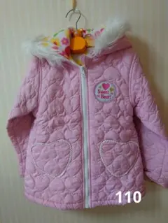 キッズアウター　女の子　110cm　中綿　フードあり　ピンク