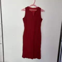 LOVE PETS 赤 ノースリーブ タイトワンピース 毛100% 日本製