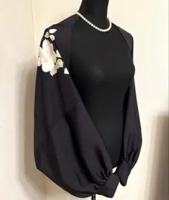 No.199訪問着リメイク　つぼみボレロ　上質の生地　10分袖　旬の白木蓮 金彩