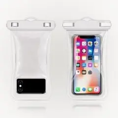 防水ケース　完全浮遊　防水カバー　iPhone　ホワイト　IPX8　スマホカバー