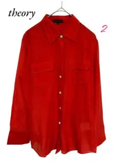 め*子様 theory 【美品】長袖シャツ シルク混　トップス　朱色　2