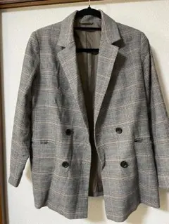 GU チェック柄 ダブルブレストジャケット
