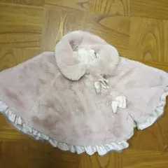 petit main ピンクファーポンチョ